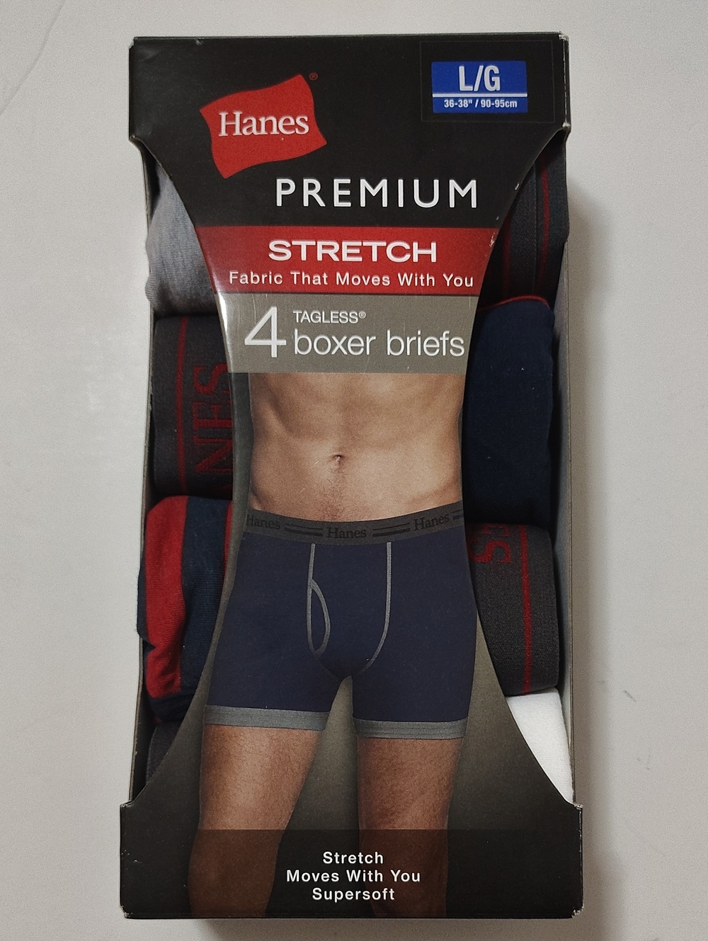 NIB Hanes Men's Boxer Briefs Assorted Colors -4pk -Sz L 36-38 - 2014 Collection
